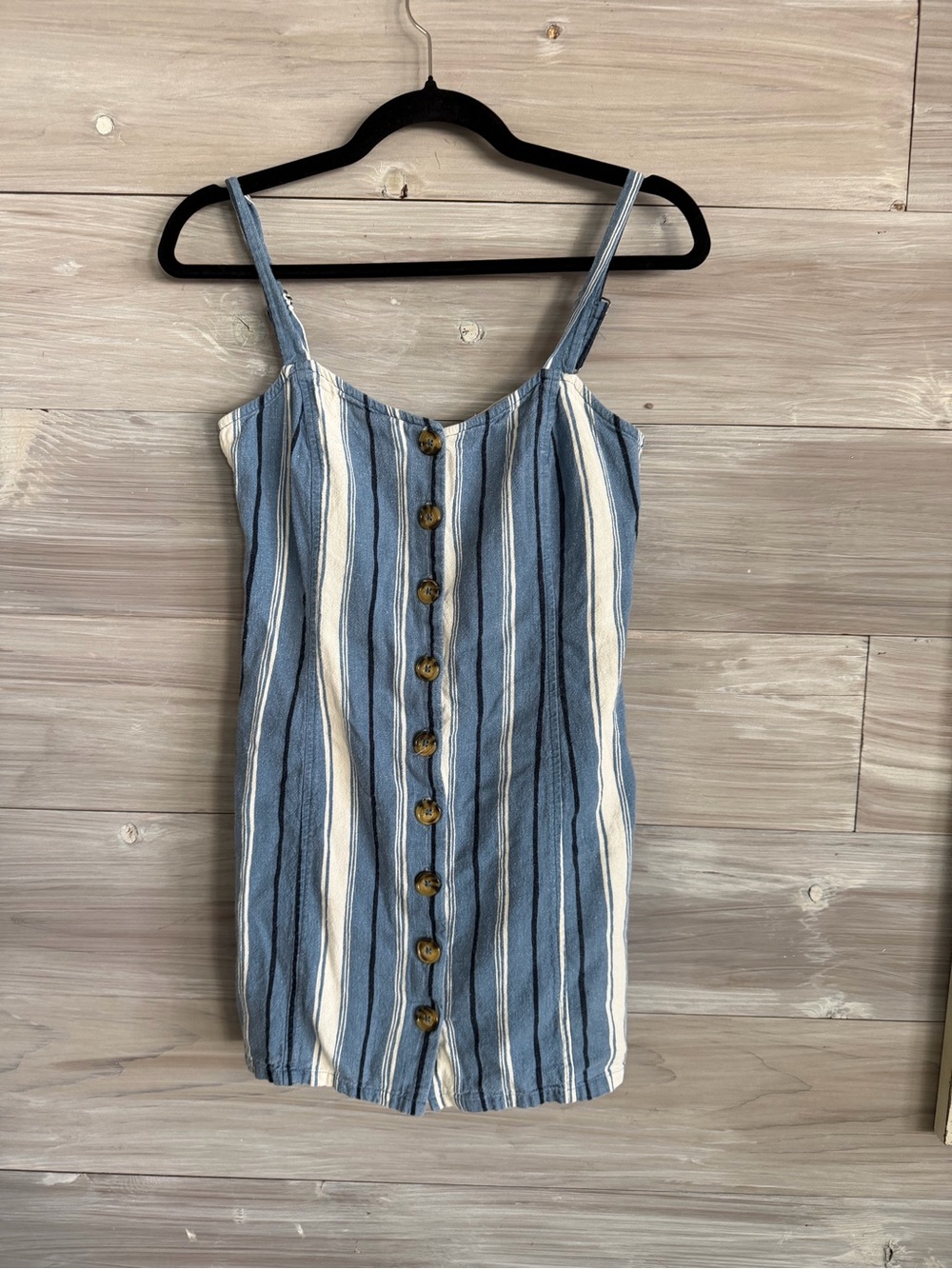 Chloe & Katie Blue and White Striped Button-Front Mini Dress